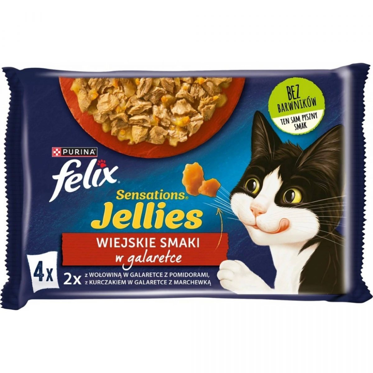 Felix Sensations hovězí a kuře v želé 4 x 85 g