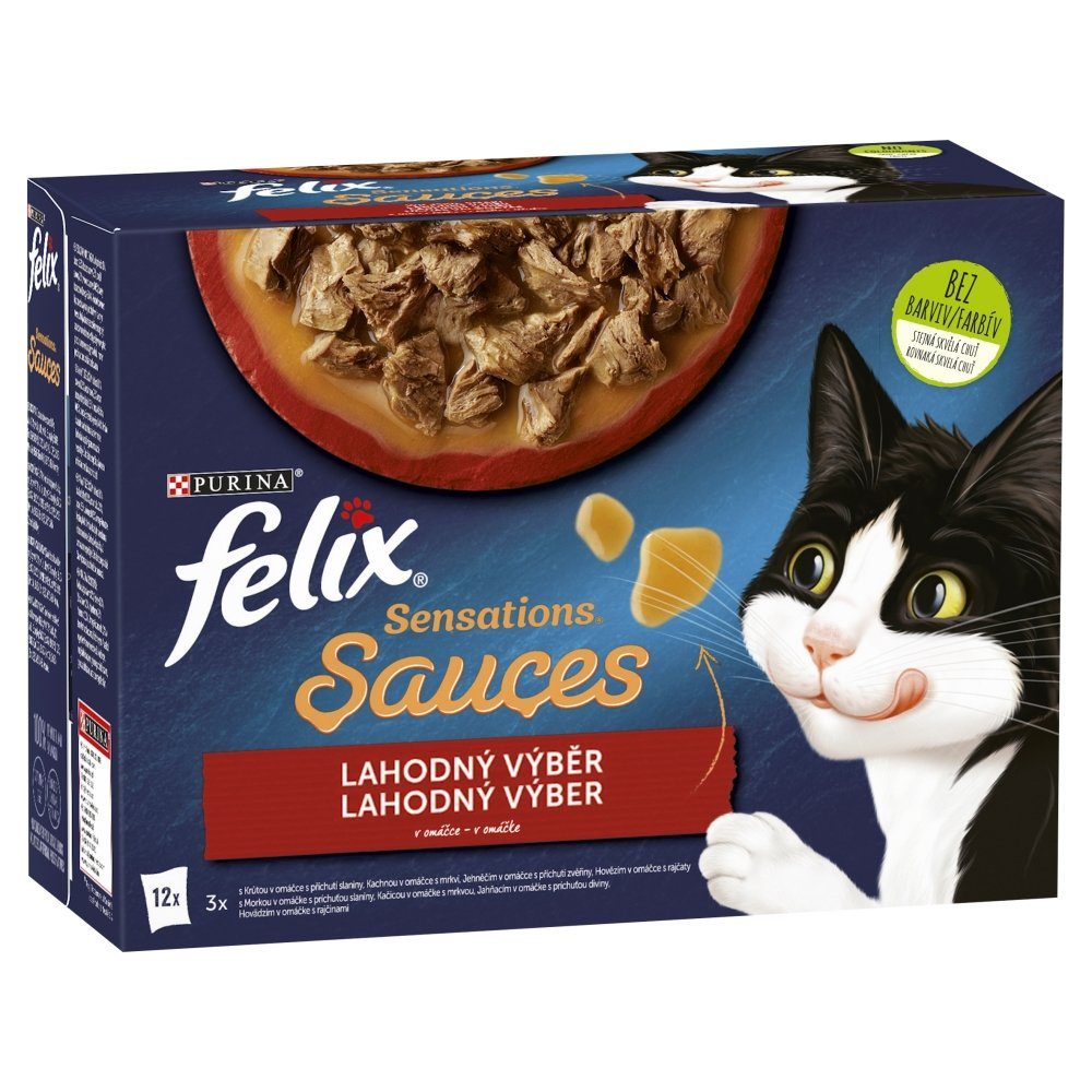 Felix Sensations hovězí, jehněčí, krůta, kachna v omáčce 12 x 85 g