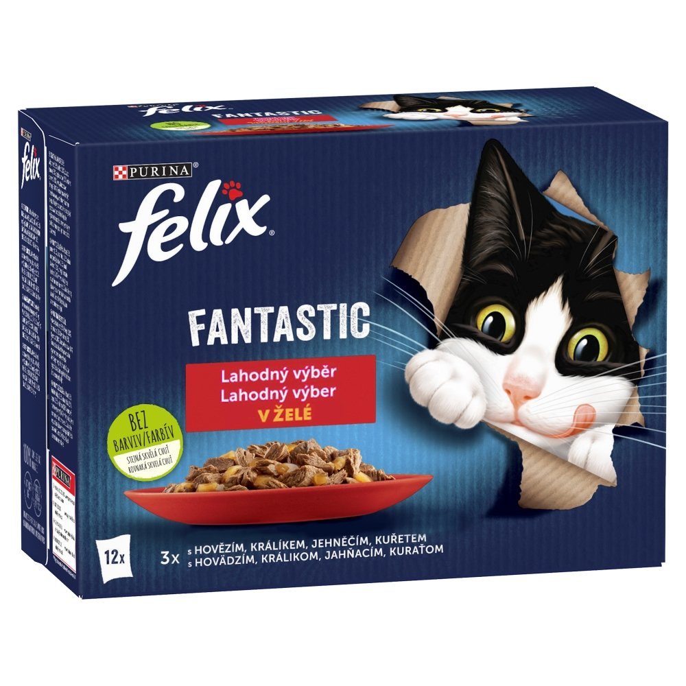 Felix Fantastic kuře, hovězí, králík, jehněčí v želé 12 x 85 g