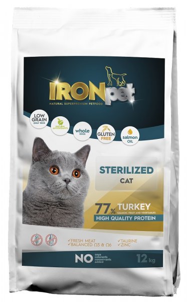 IRONpet Cat Sterilized Turkey 12 kg