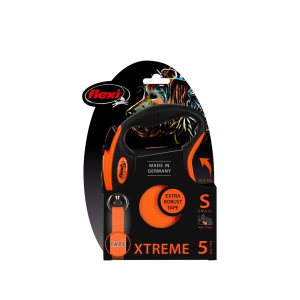 Vodítko FLEXI Xtreme S pásek 5m/20kg oranžová