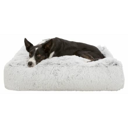 Vysoký polštář HARVEY, obdélník 80 x 60cm, hebký potah s dlouhým vlasem, bílá/černá