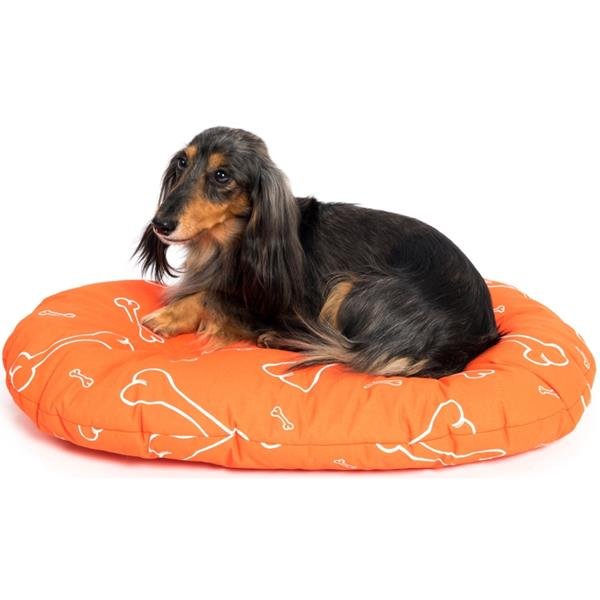 Polštář ovál bavl. Kost oranžovo/bílý 80 cm