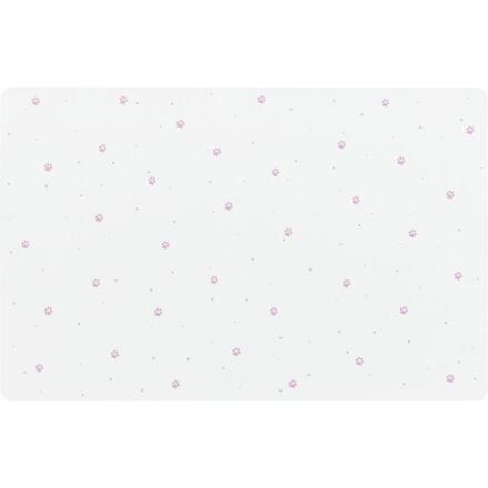 Prostírání pod misky PAW Print, 44 x 28 cm, bílá / růžové ťapky