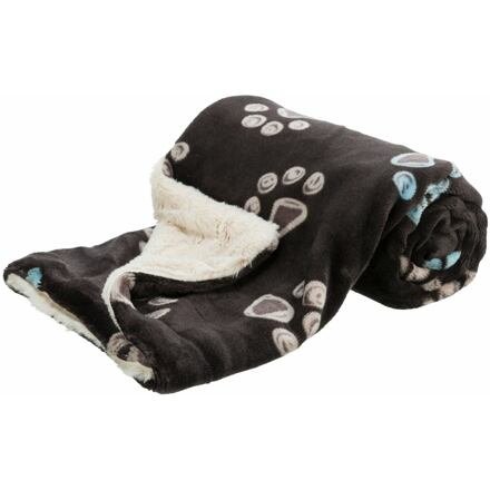 JIMMY plyšová hebká deka oboustranná, hnědá s tlapkami/krémová 100 x 70cm