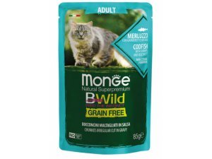 MONGE BWILD CAT Grain Free kapsička ADULT  Treska se zeleninou 85g