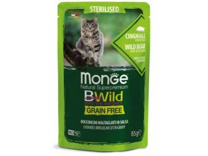 MONGE BWILD CAT Grain Free kapsička STERILKA Divoké prase 85g