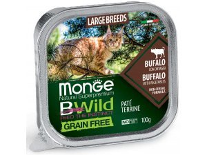 MONGE BWILD CAT Grain Free vanička  LB ADULT Buvol  se zeleninou 100g
