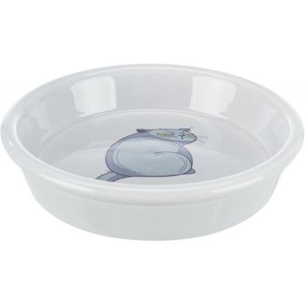 Keramická miska s motivem kočky,  0.25 l/ø 13 cm, šedá