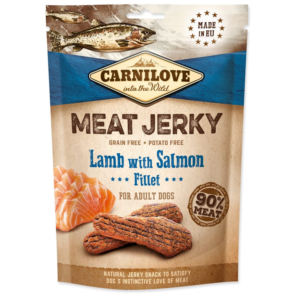 Carnilove Jerky jehněčí filet s lososem 100g