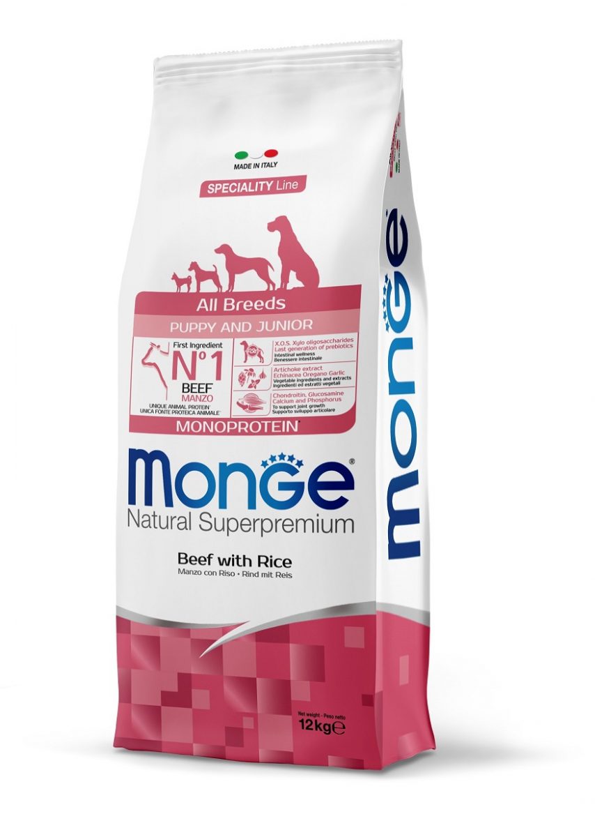 MONGE DOG Hovězí Puppy & Junior  31/17 12kg