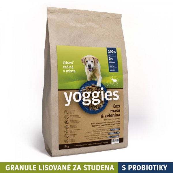 Yoggies Hypoalergenní granule pro psy s kozím masem, lisované za studena 5 kg