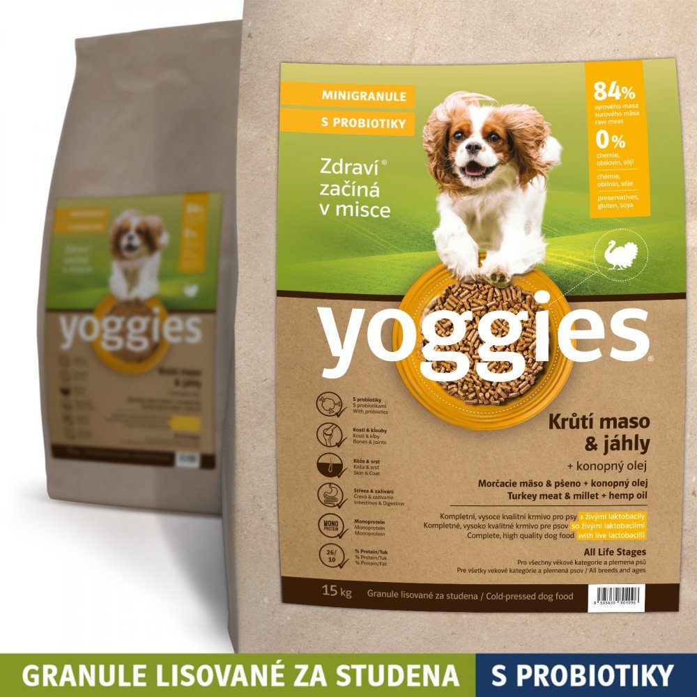Yoggies MINIGRANULE s krůtím masem a jáhly 15 kg