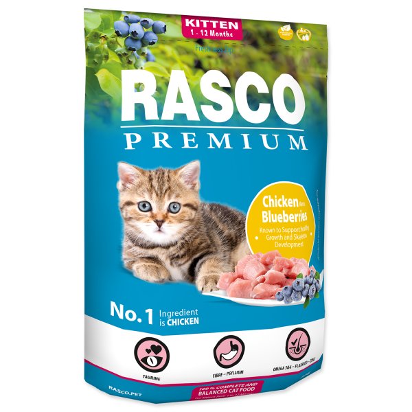 Rasco Premium Cat Kibbles Kitten, chicken, blueberries 400g