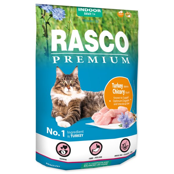 Rasco Premium Cat Kibbles Indoor, Turkey, Chicori Root 400g