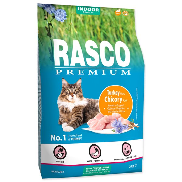 Rasco Premium Cat Kibbles Indoor,  Turkey, Chicori Root 2kg