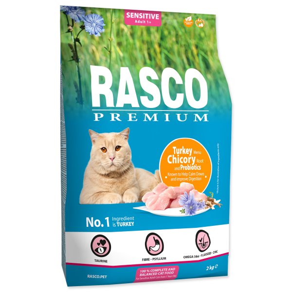 Rasco Premium Cat Kibbles Sensitive, Turkey, Chicory, Root Lactic acid bacteria 2kg