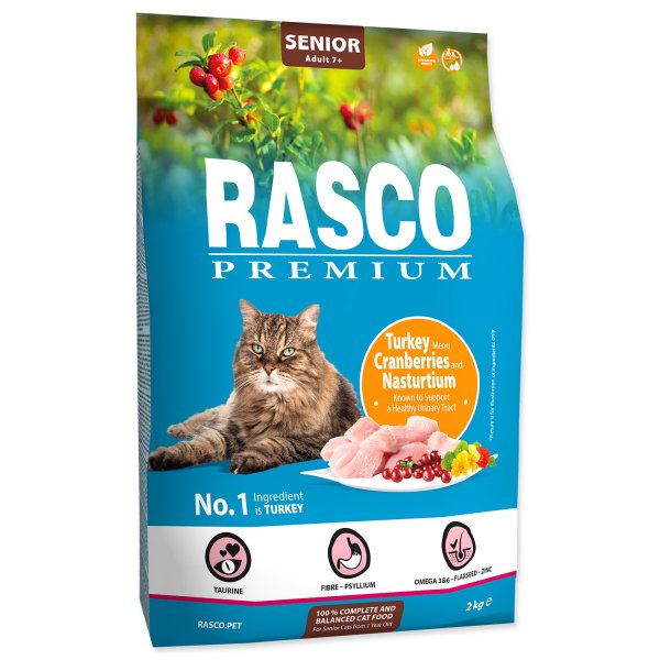 Rasco Premium Cat Kibbles Senior, Turkey, Cranberries,  Nasturtium 2kg