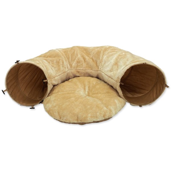 Tunel MAGIC CAT plyšový - tvar U s polštářkem béžový