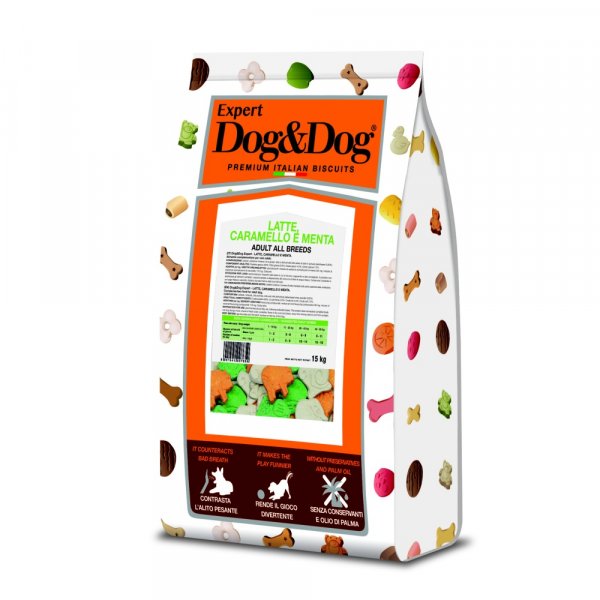 Dog & Dog Expert mléčné, karamelové a mátové sušenky 15 kg