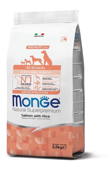 MONGE DOG Puppy & Junior Losos, rýže 2,5kg 31/18
