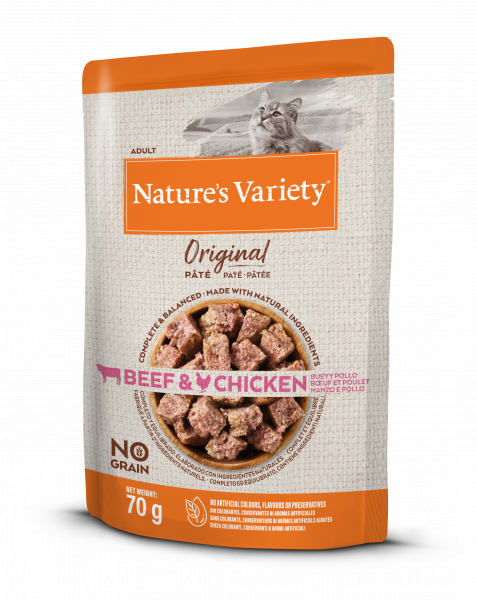 Kapsička Nature´s Variety original pro kočky s hovězím a kuřetem 70 g