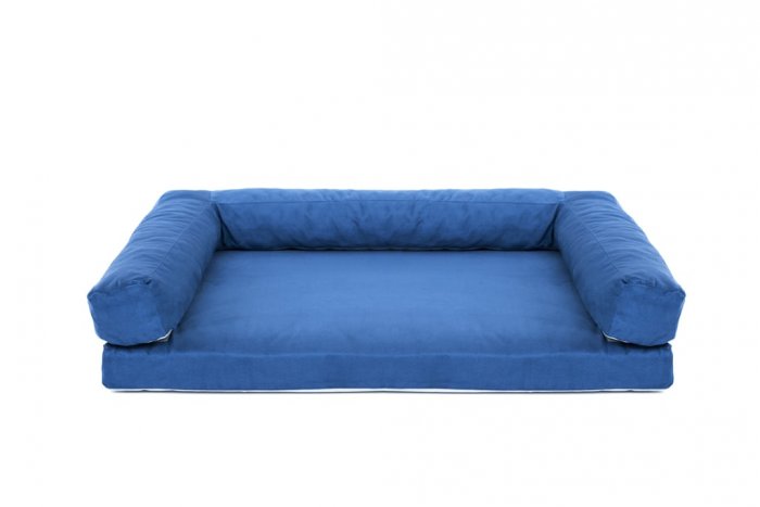 Aminela pelíšek s okrajem 80x60cm Half and Half modrá/světle šedá