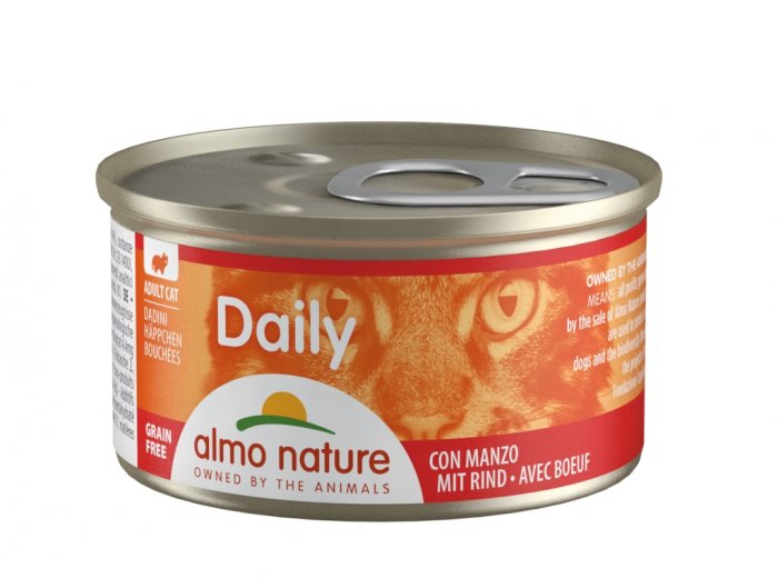 Almo Nature Daily Menu WET CAT - Kousky s hovězím 85g výhodné balení 24ks