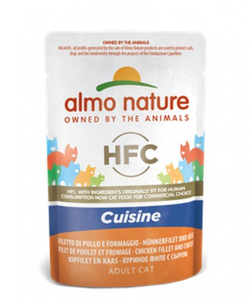 Almo Nature HFC Cuisine WET CAT - Kuřecí filet a sýr 55g výhodné balení 24ks
