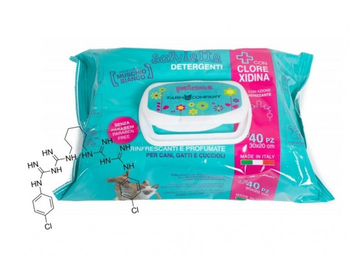 Vlhčené čistící ubrousky s chlorhexidinem a bílým mechem