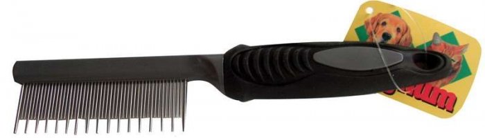 Hřeben kombinovaný hustý s ocelovými hroty a měkčeným držadlem