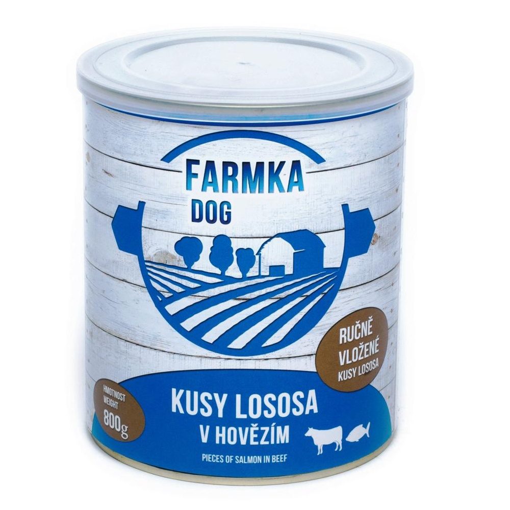 FARMKA DOG masová konzerva s lososem 800g