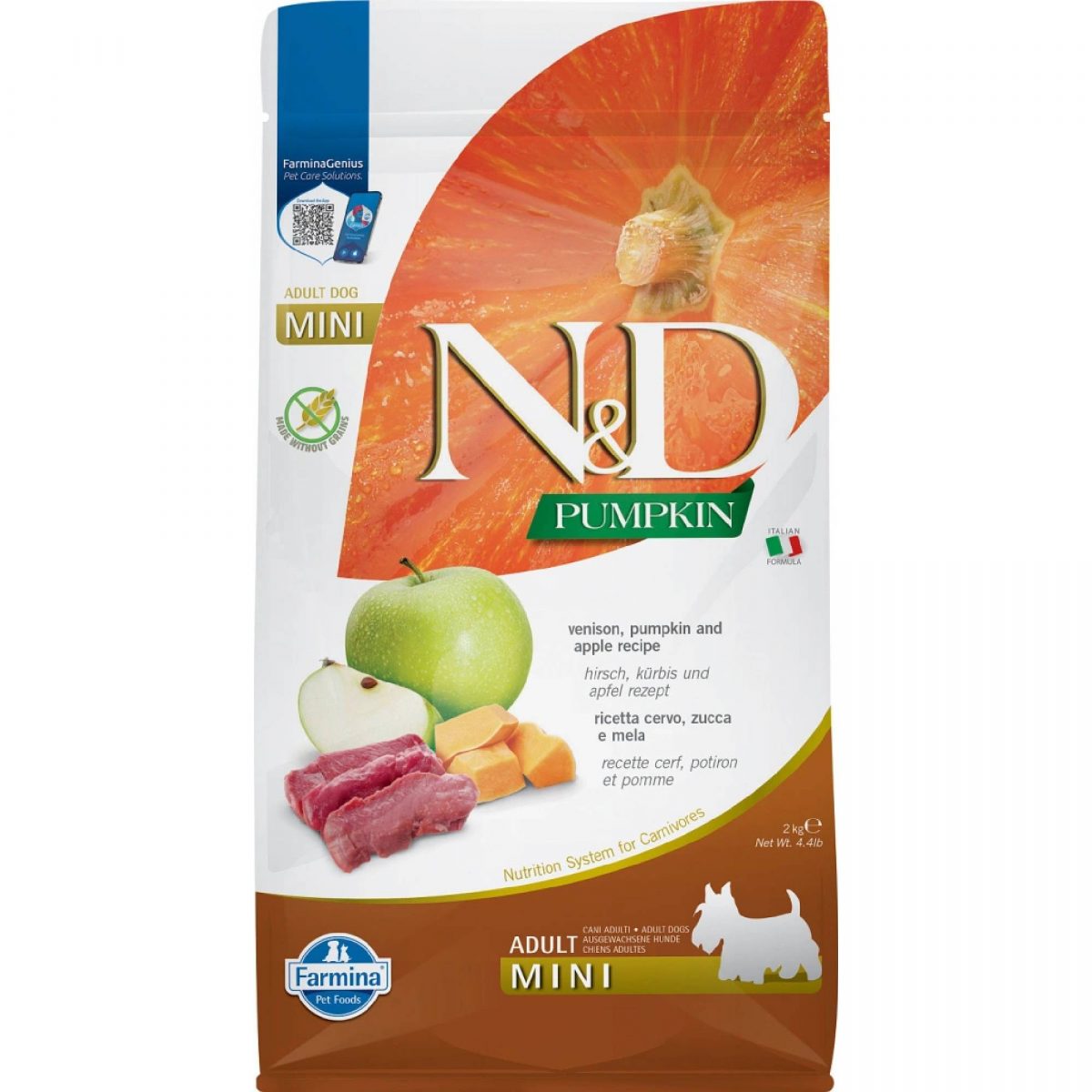 N&D Pumpkin DOG Adult Mini Venison & Apple 2kg