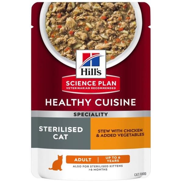 Hills Science Plan Feline Adult Sterilised Cat Chicken & Veg stew kapsička 12x80 g
