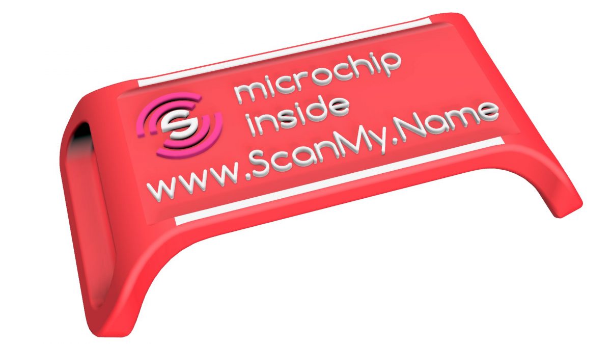 ScanMy.Name chytrá psí známka s čipem - Červená