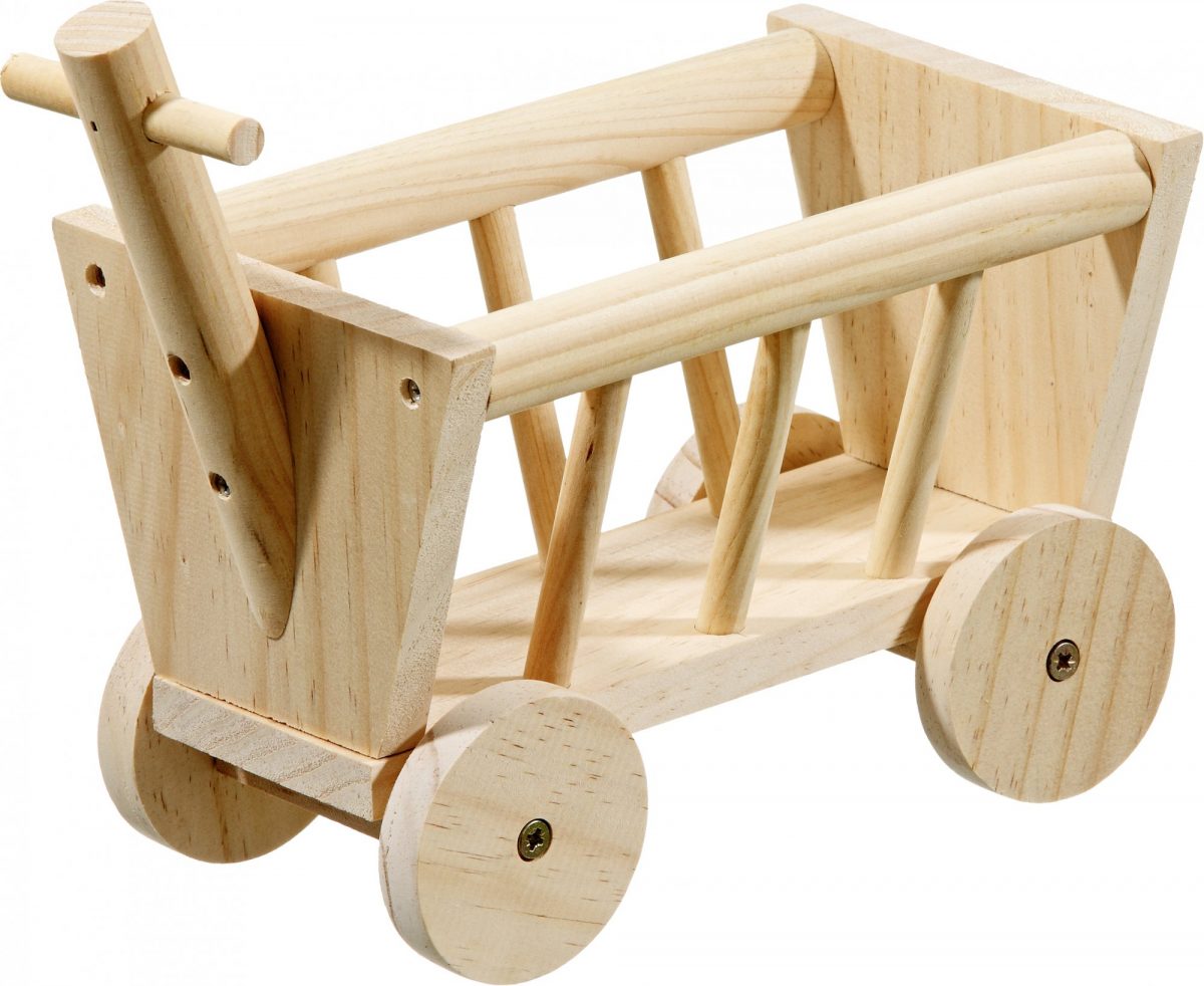 FLAMINGO doplněk pro hlodavce vozík NATURE WOOD MANGER HANDCART 20cm