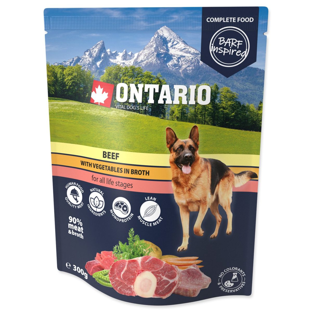 Kapsička ONTARIO Dog Beef with Vegetable in Broth 300g