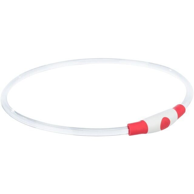 Flash light ring USB, blikací obojek, L-XL: 65 cm/ ø 8 mm, červená