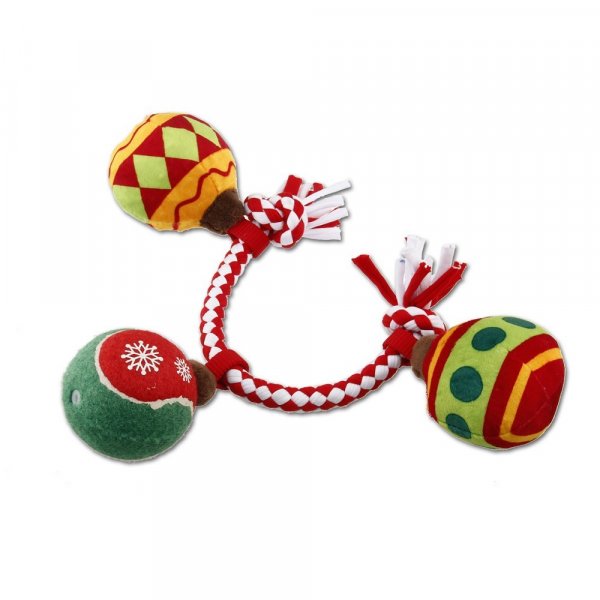 GiGwi vánoční lano s míčky, 32 cm