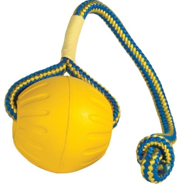 Hračka guma Durafoam ball  se šňůrkou Starmark L žlutý