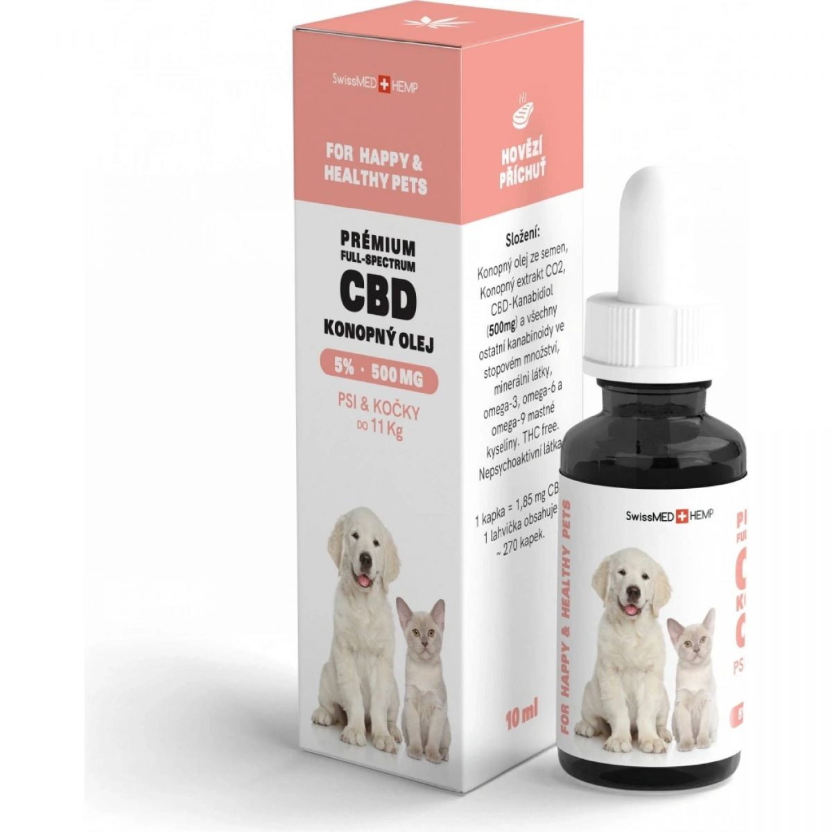 CBD konopný olej 5%, 10 ml - malý pes