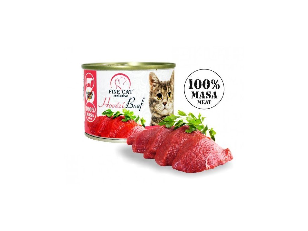 Fine Cat EXCLUSIVE konzerva pro kočky hovězí 100% masa 200g