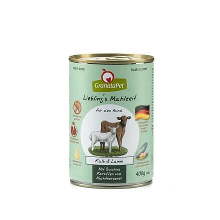 GranataPet Telecí & jehněčí s cuketou, mrkví a pupalkovým olejem balení 400 g
