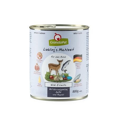 GranataPet Zvěřina & losos s kořenovou zeleninou, fenyklem, jablkem a řepkovým olejem balení 800 g