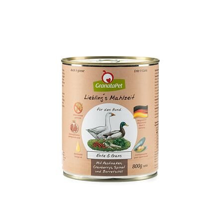 GranataPet Kachna & husa s pastinákem, brusinkami, špenátem a borákovým olejem balení 800 g