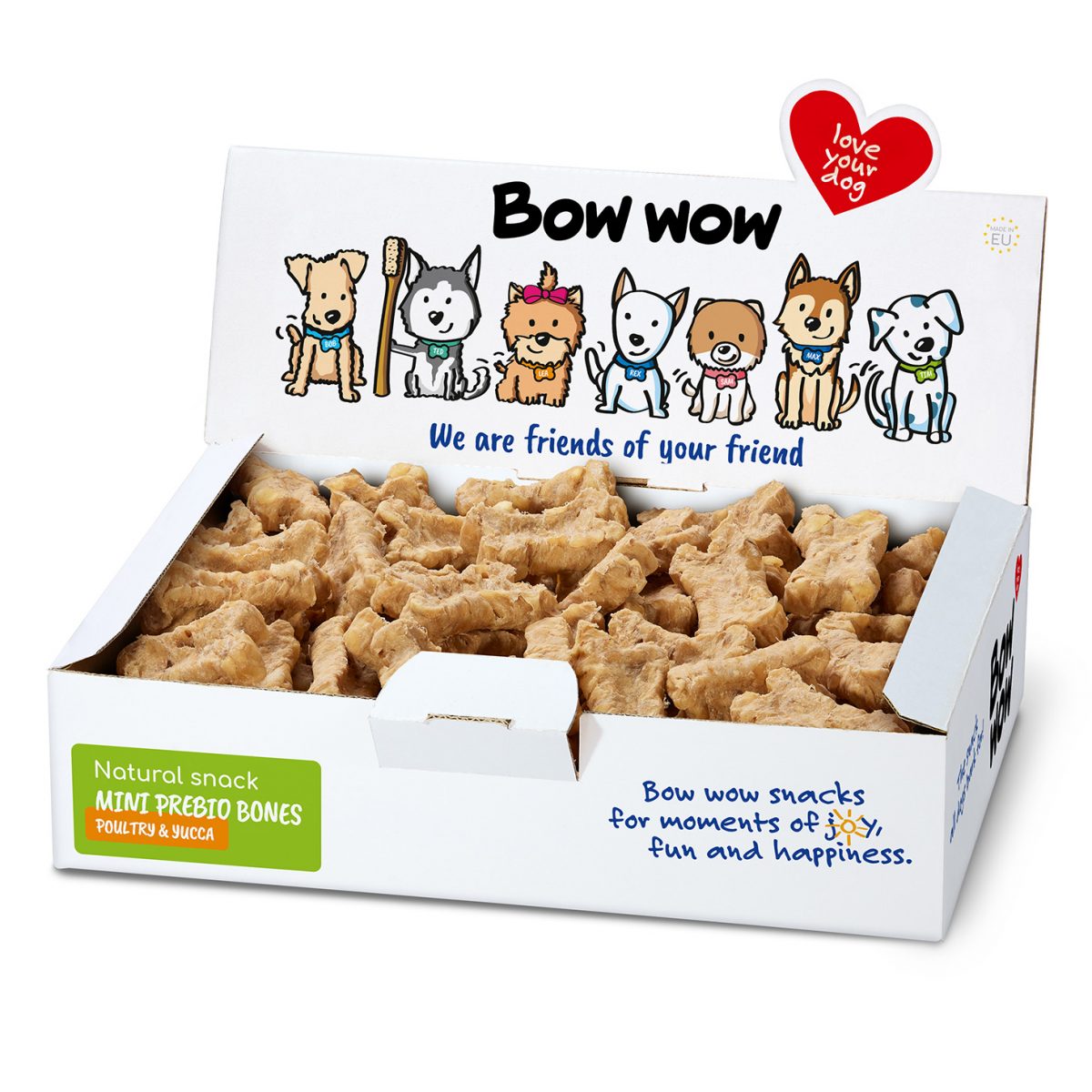 BOW WOW Mini Prebio kostičky drůbeží a juka 900 g