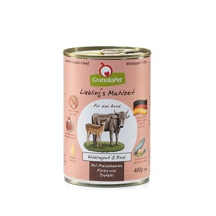 GranataPet Divočinové ragů & hovězí s brusinkami, dýní a bodlákovým olejem balení 400 g