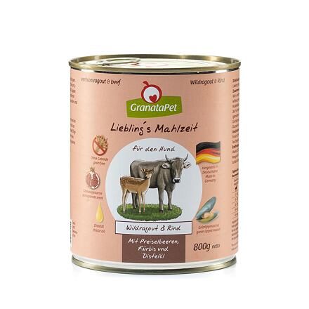 GranataPet Divočinové ragů & hovězí s brusinkami, dýní a bodlákovým olejem balení 800 g