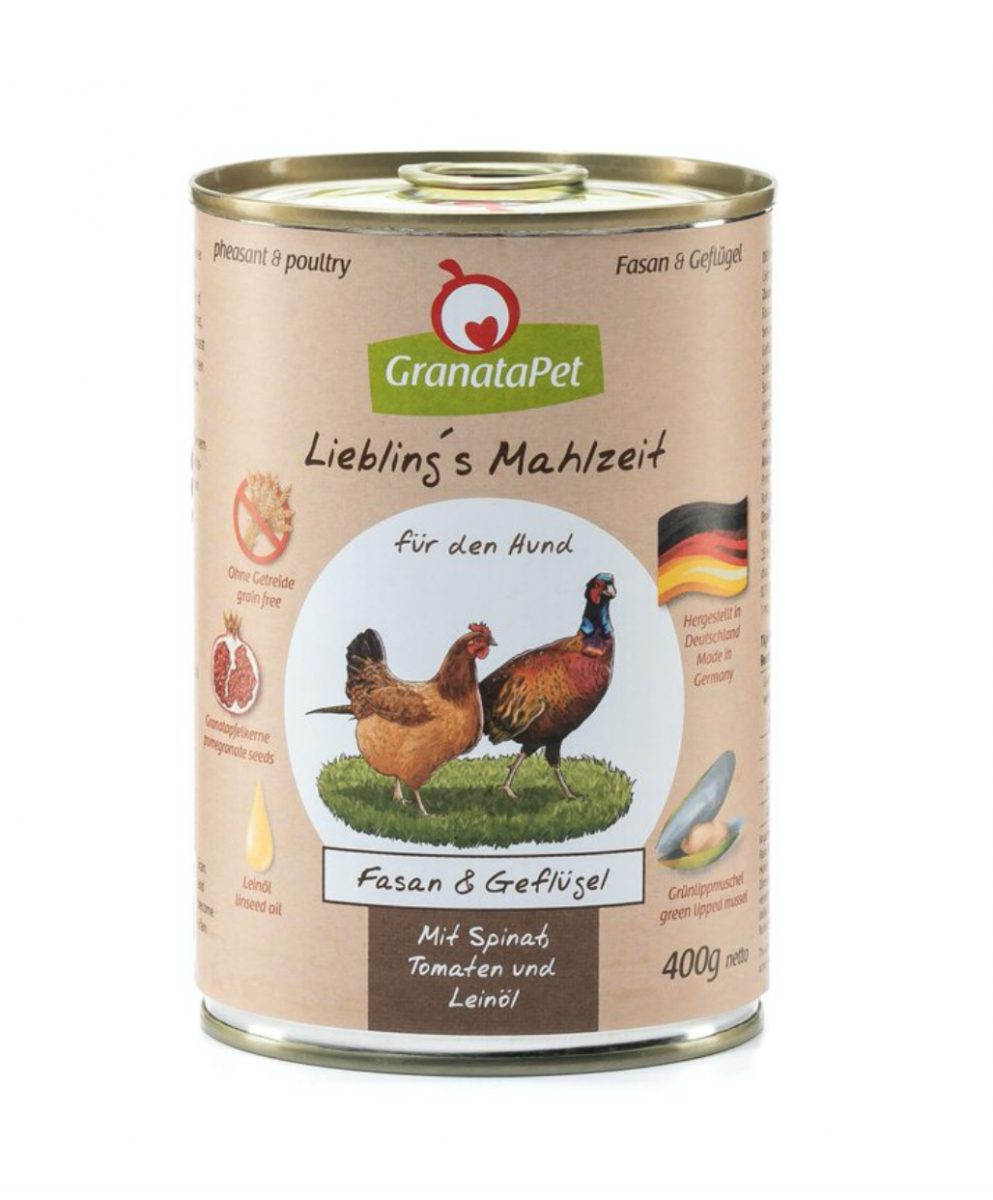 GranataPet Bažant & drůbeží se špenátem, rajčaty a lněným olejem balení 400 g