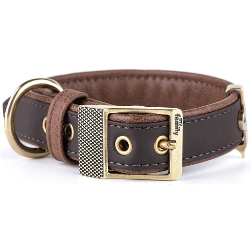 Obojek kůže Bilbao 3XL 54-64cm/33mm hnědý MYFAMILY